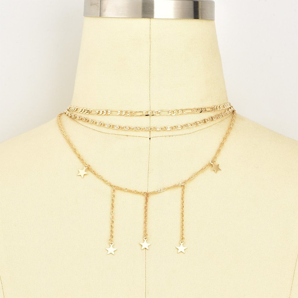 Stars Gold Necklace, Gift for Her, Stars Silver Pendant, Rose Gold Star Necklace - Picture 6 of 6